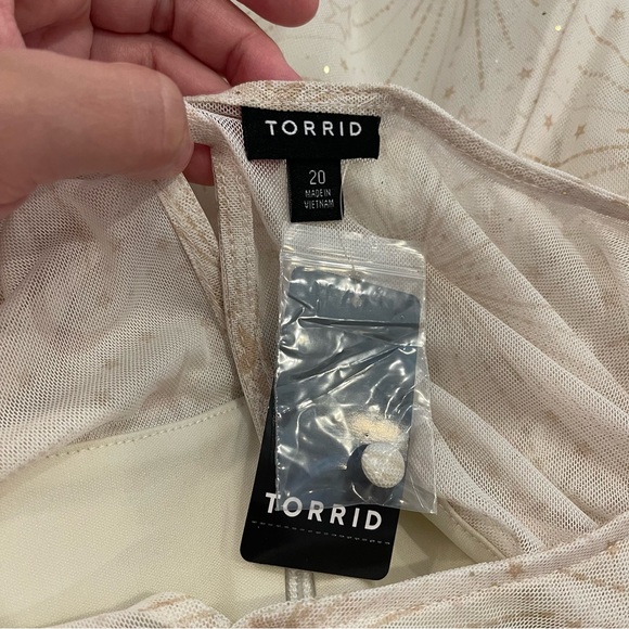 Torrid Midi Dress Plus Sz 20 Cosmic Stars Moon Flutter Sleeve Mesh Fairy Whimsy - Picture 7 of 11